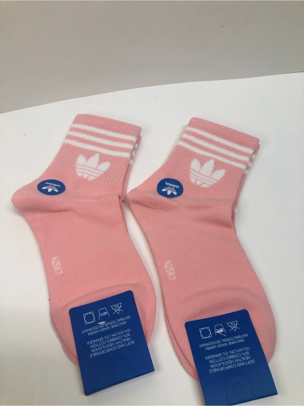 Adidas Pink Crew Socks with White  Stripes Unisex